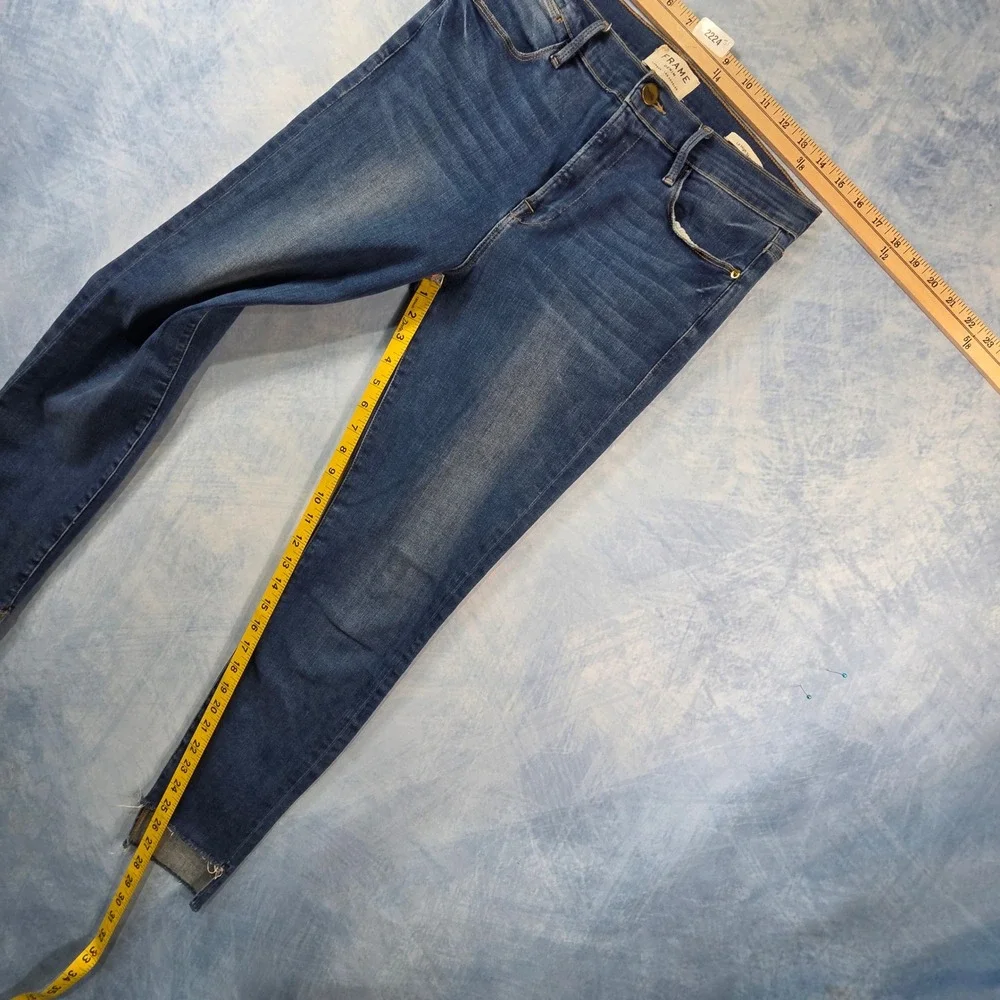 Frame Denim‎ Le High Skinny Jeans Blue Raw Released Hem Size 32 High Rise Skinny